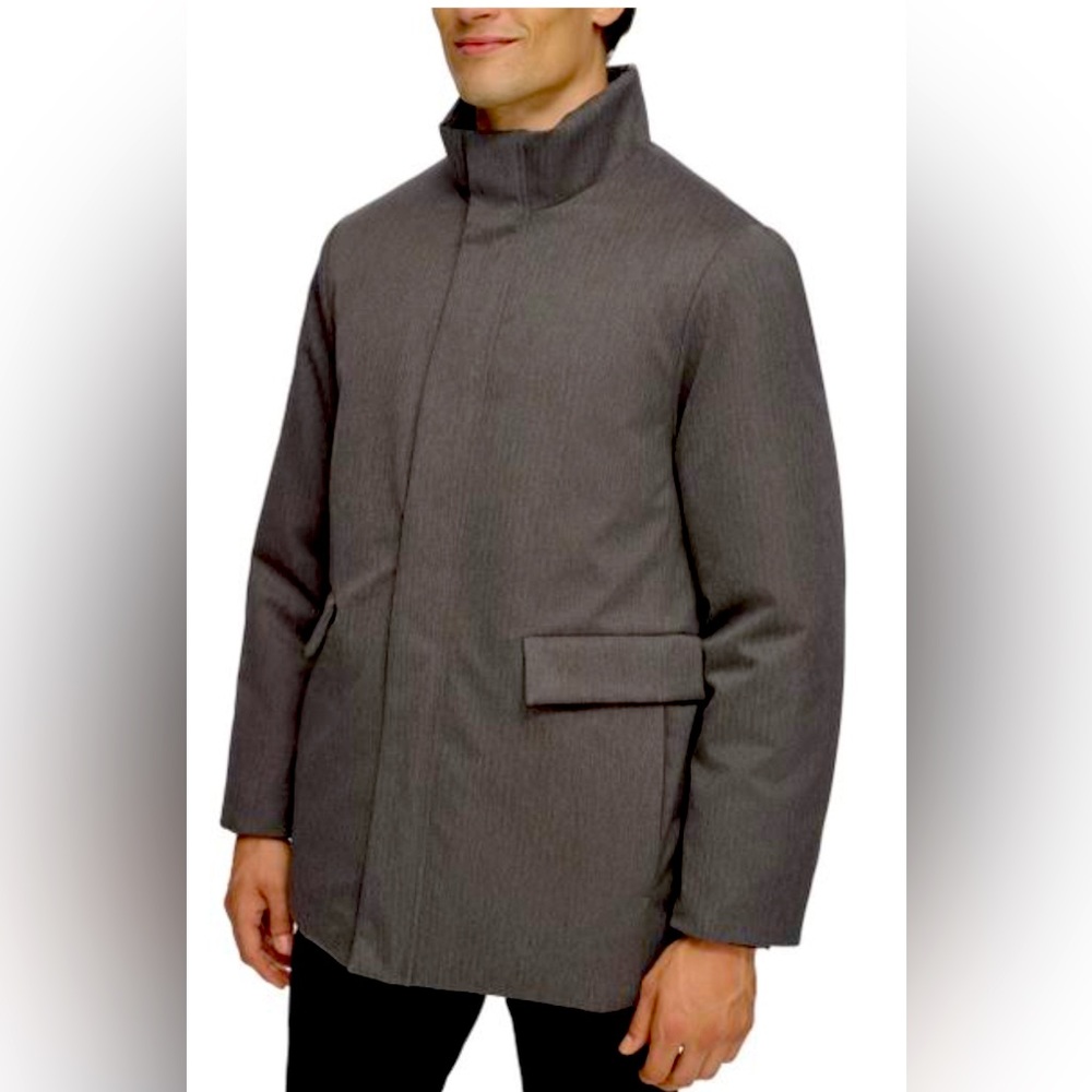 DKNY Men's Gray Padded Walking Coat With Fill